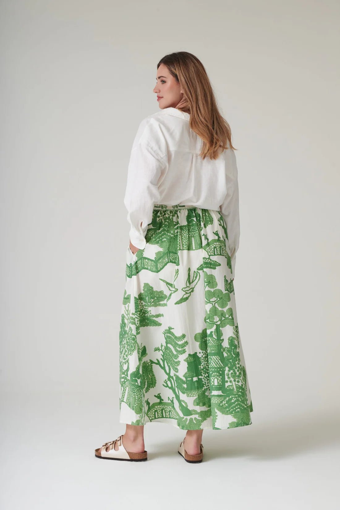 One Hundred StarsOne Hundred Stars Giant Willow Green A - line Maxi SkirtBottoms - Blue Water Clothing