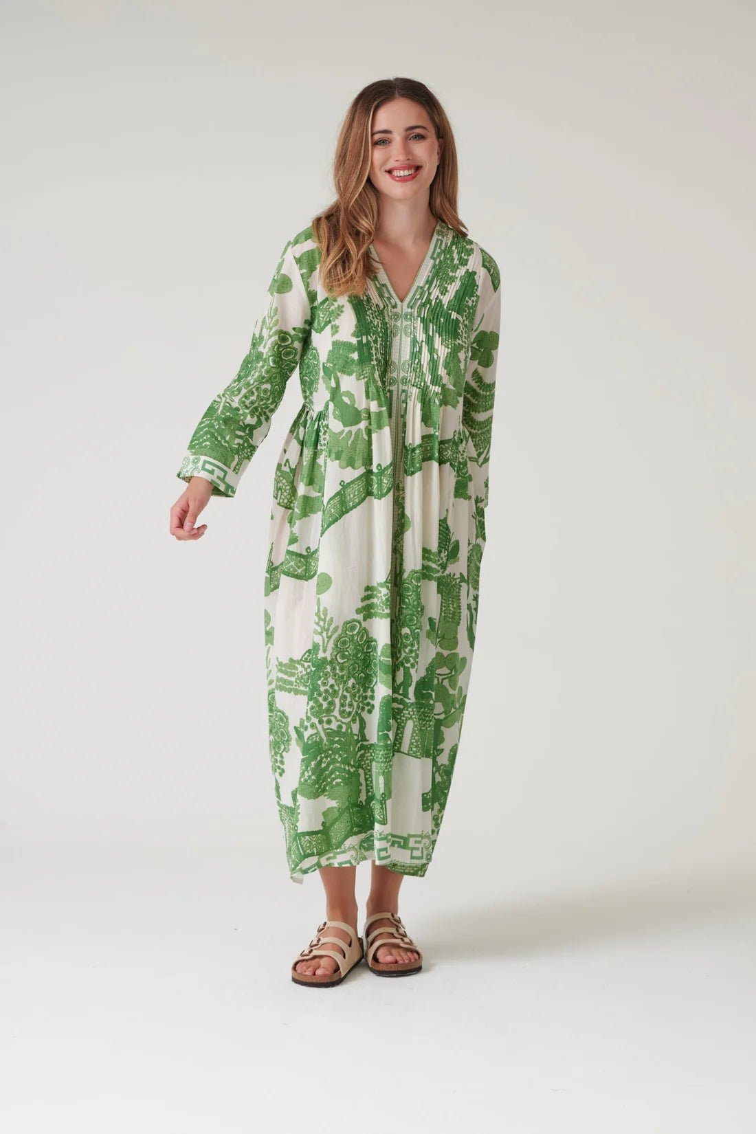 One Hundred StarsOne Hundred Stars Giant Willow Green Pinch PleatDresses - Blue Water Clothing