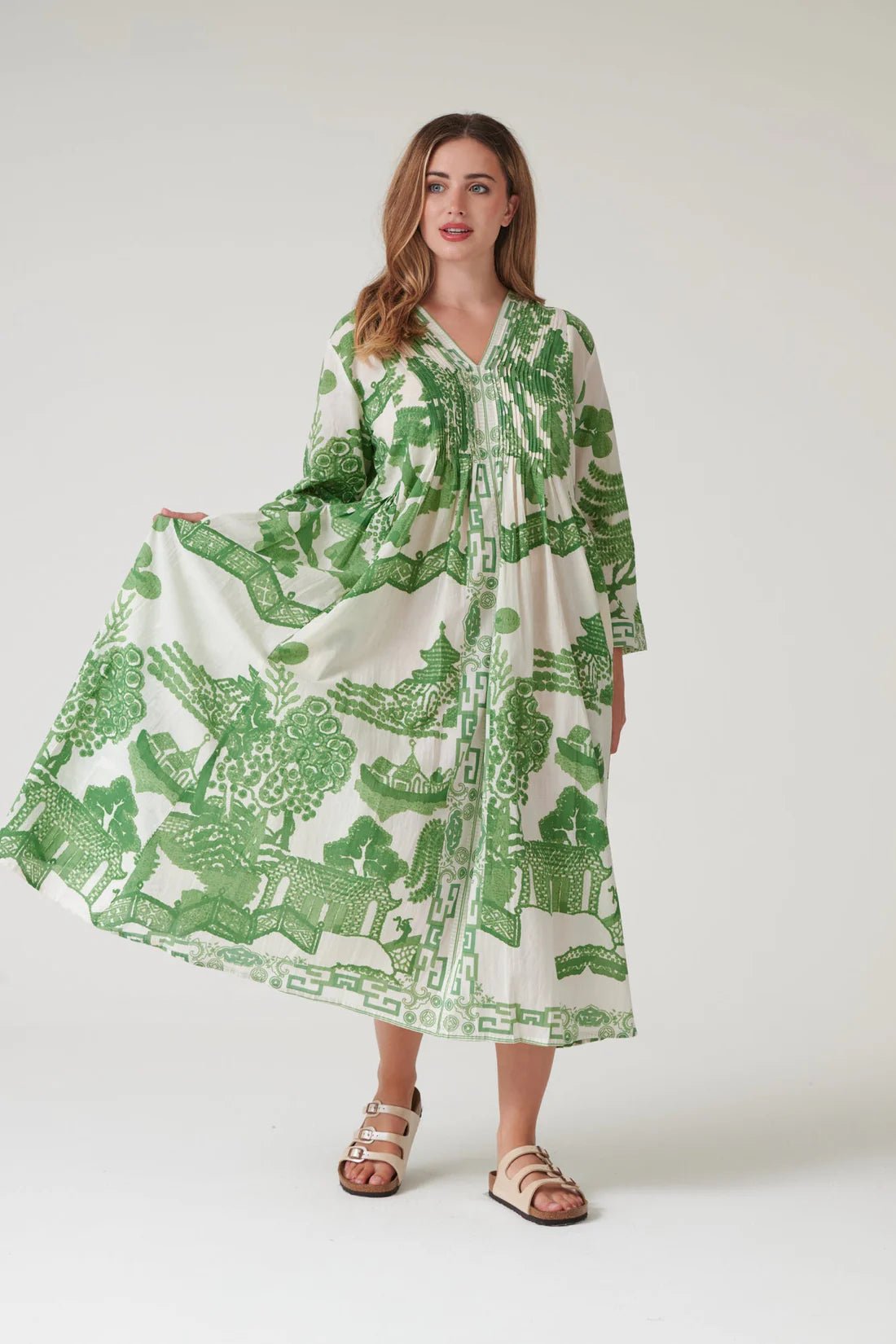 One Hundred StarsOne Hundred Stars Giant Willow Green Pinch PleatDresses - Blue Water Clothing