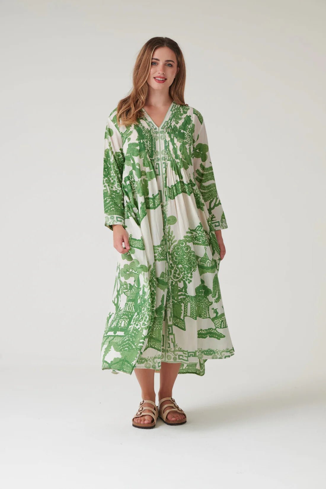 One Hundred StarsOne Hundred Stars Giant Willow Green Pinch PleatDresses - Blue Water Clothing