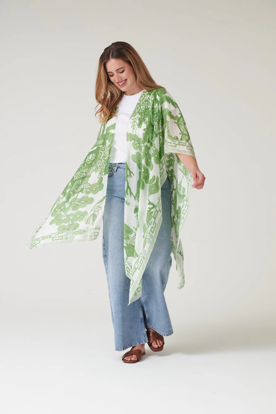 One Hundred StarsOne Hundred Stars Giant Willow Green ThrowoverTops - Blue Water Clothing