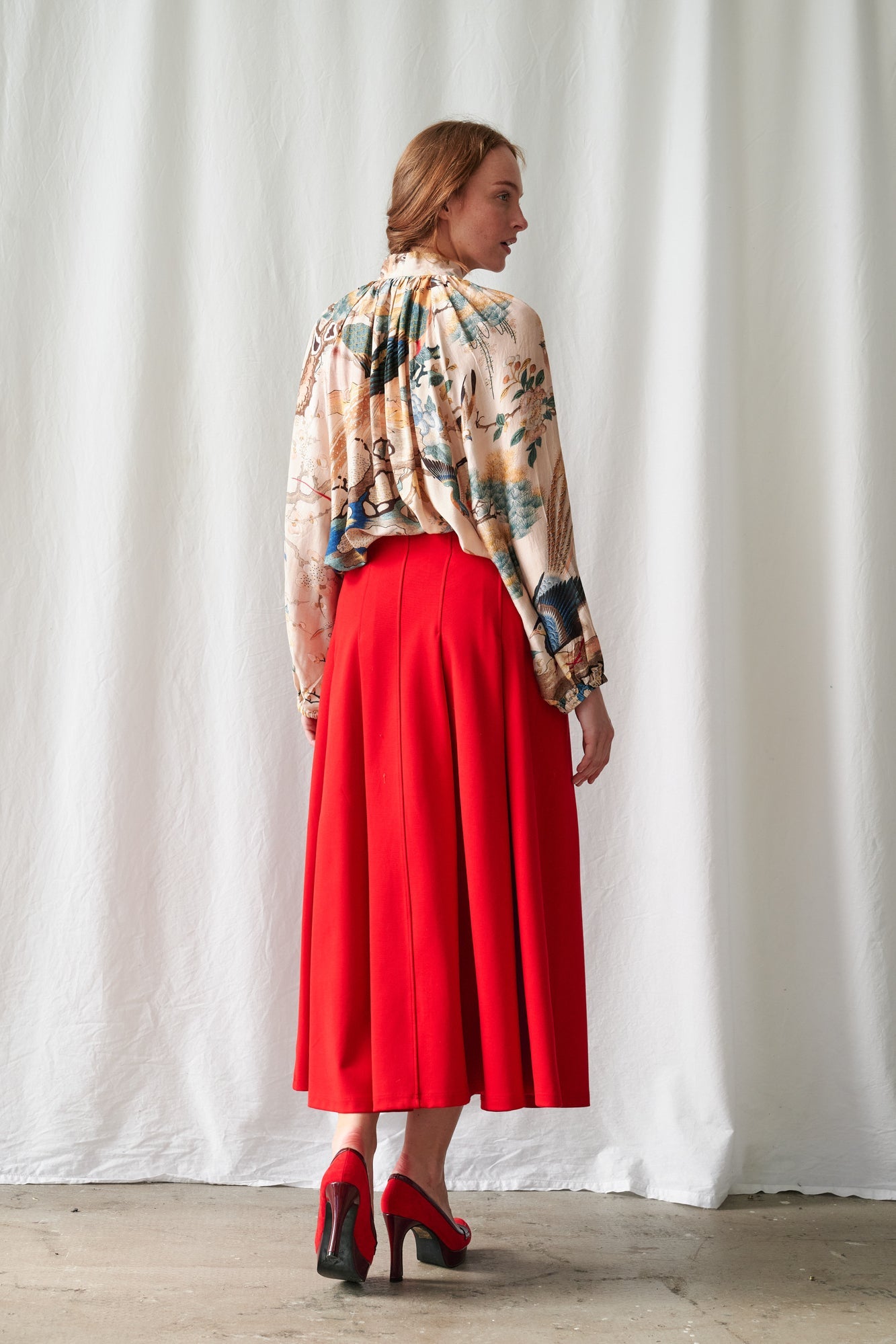 One Hundred StarsOne Hundred Stars Hummingbird Nude Pussybow BlouseTops - Blue Water Clothing