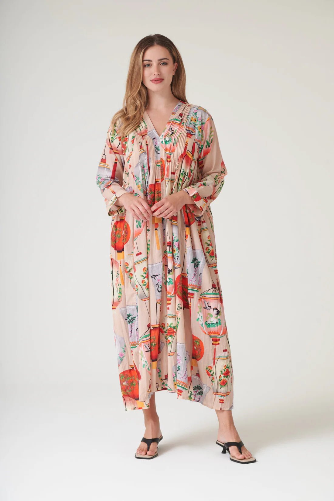 One Hundred StarsOne Hundred Stars Lanterns Red Pinch Pleat DressDresses - Blue Water Clothing
