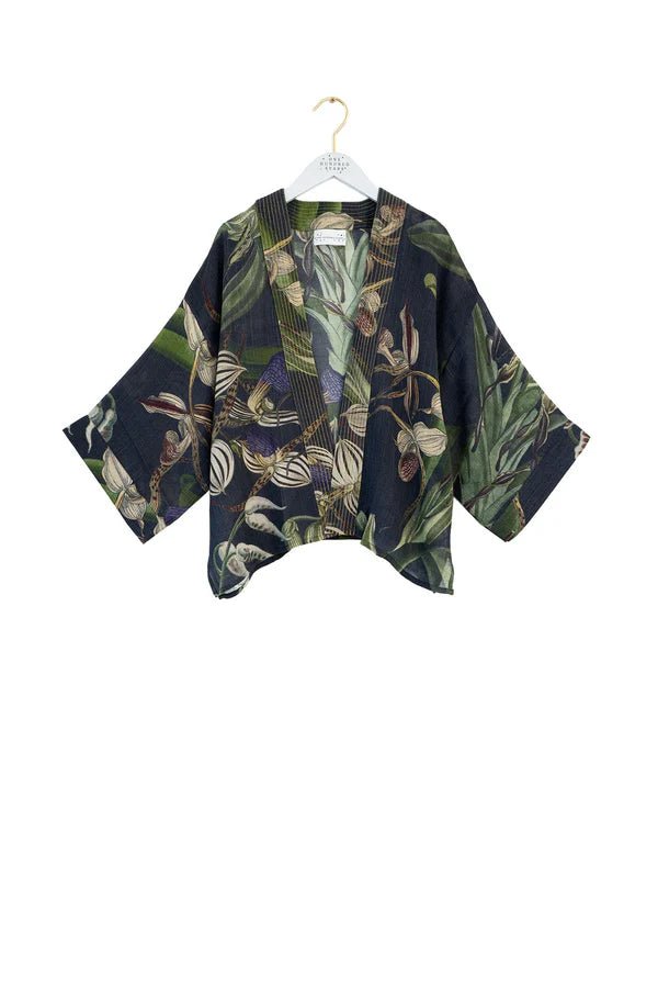 One Hundred StarsOne Hundred Stars Orchid Black Wool KimonoTops - Blue Water Clothing