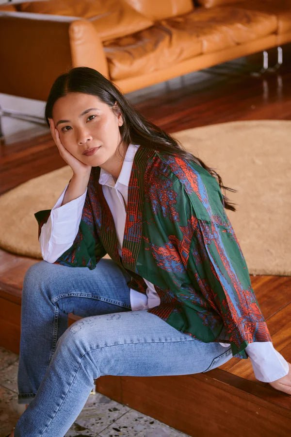 One Hundred StarsOne Hundred Stars Pagoda Forest KimonoTops - Blue Water Clothing