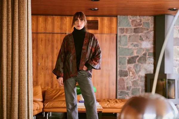 One Hundred StarsOne Hundred Stars Pagoda Pewter KimonoTops - Blue Water Clothing