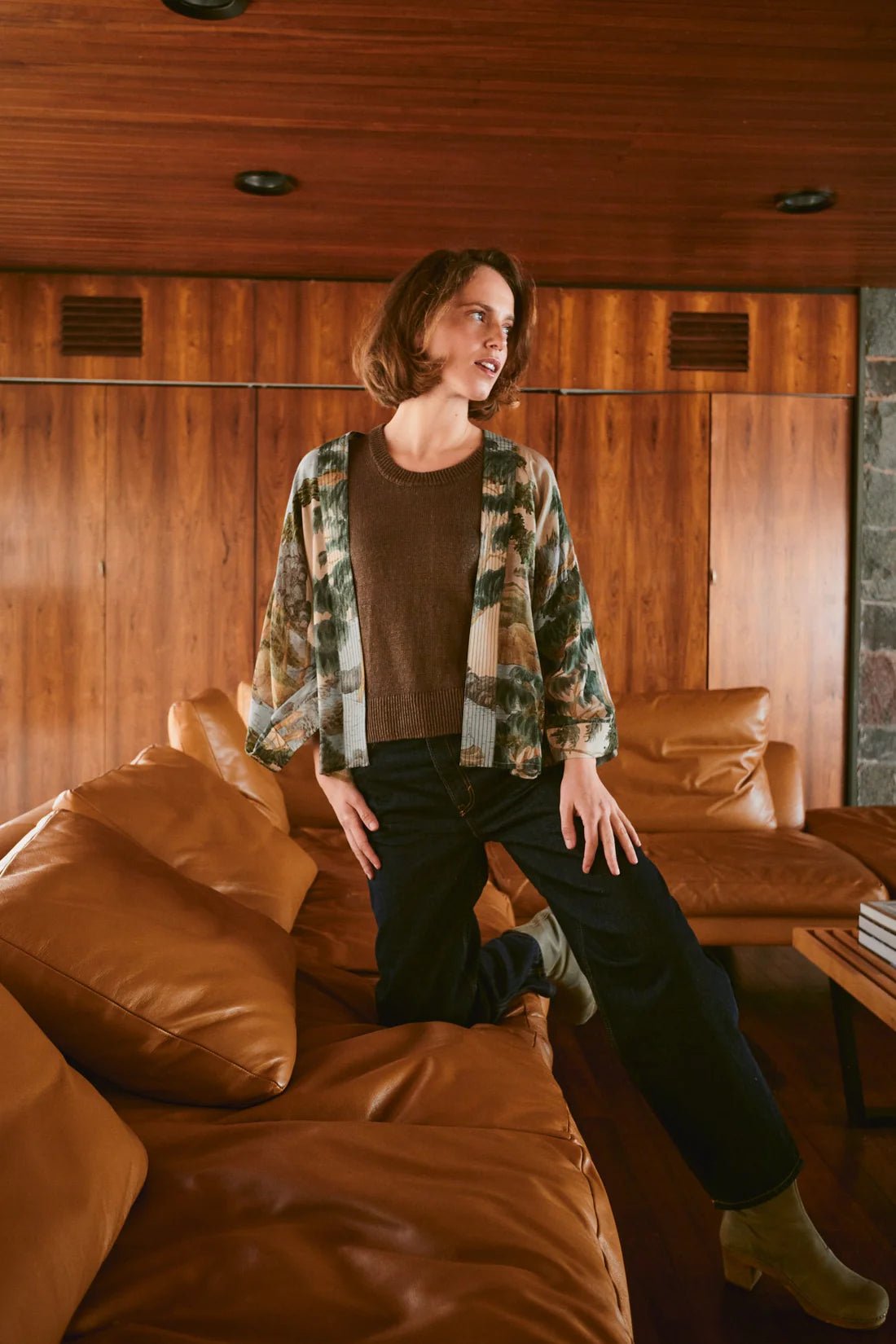 One Hundred StarsOne Hundred Stars Rivers And Trees Natural KimonoTopsNatural - Blue Water Clothing