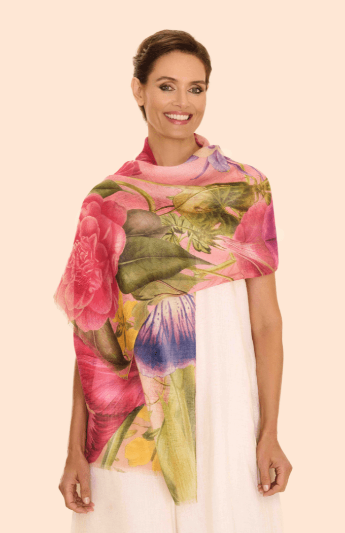 PowderPowder Floral Study Linen/Cotton Mix Scarf - PetalAccessories - Blue Water Clothing