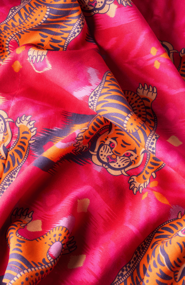 Powder Ikat Tigers Beach Cover Up - Fuchsia - Blue Water Clothing