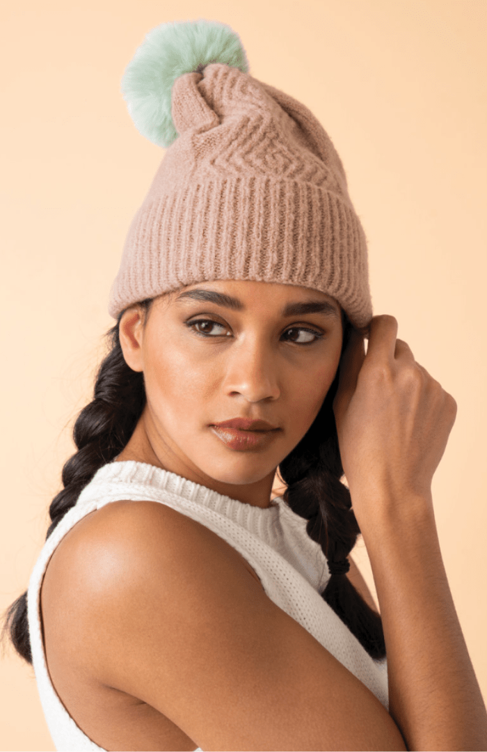 PowderPowder Ingrid Bobble Hat - Taupe/AquaAccessories - Blue Water Clothing