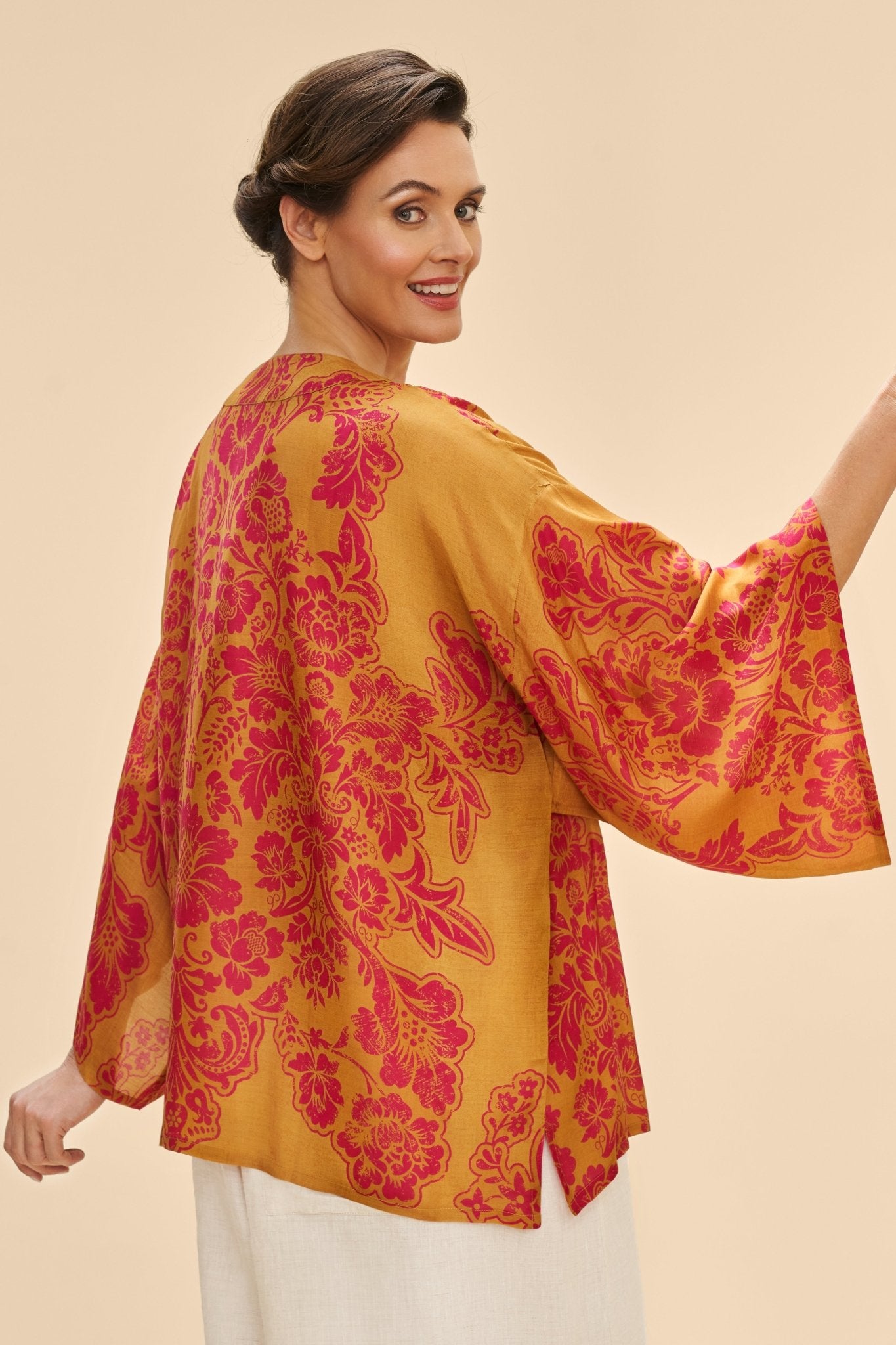 Powder Mustard Tapestry Kimono Jacket - Blue Water Clothing
