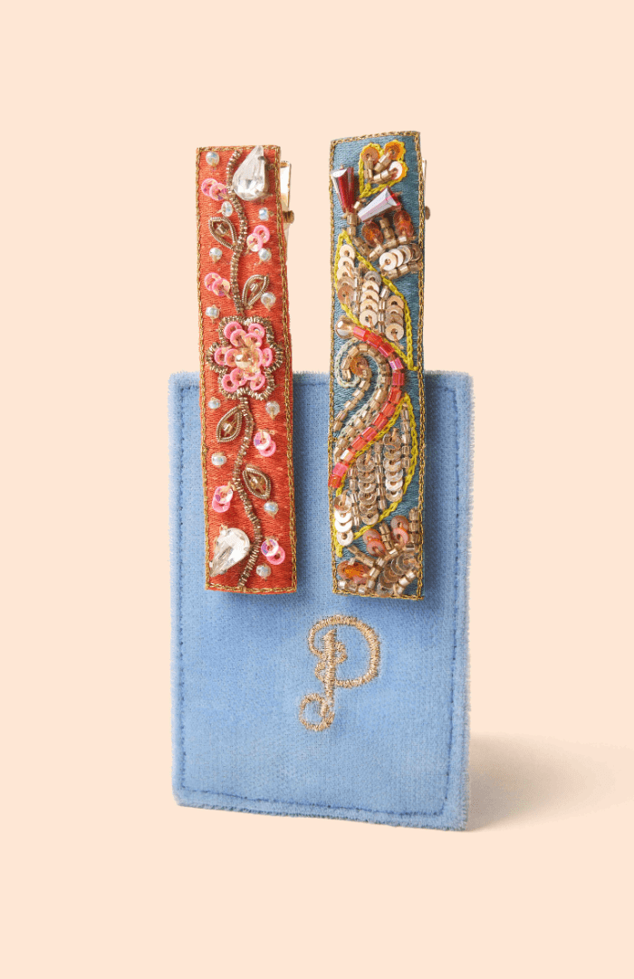Powder Tangerine Floral Vines/Teal Festival - Blue Water Clothing