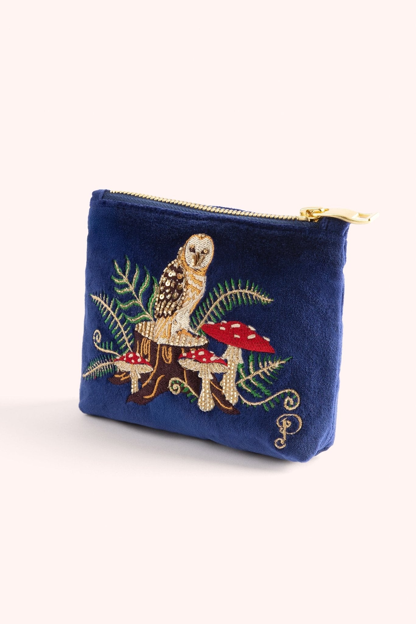 PowderPowder Embroidered Velvet Mini Pouch Woodland OwlAccessories - Blue Water Clothing