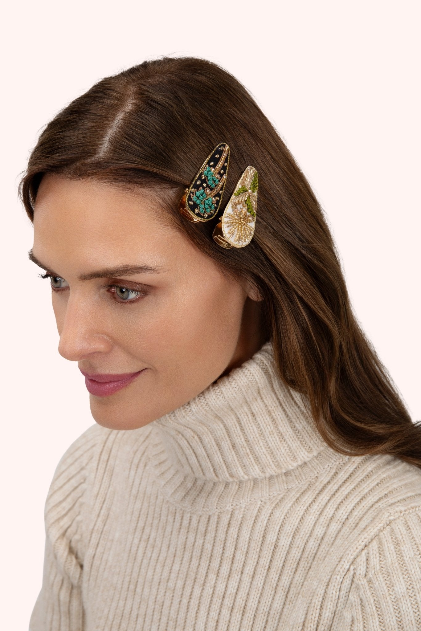 PowderPowder Hair Clips midnight Trees And Champagne FlowerAccessories - Blue Water Clothing