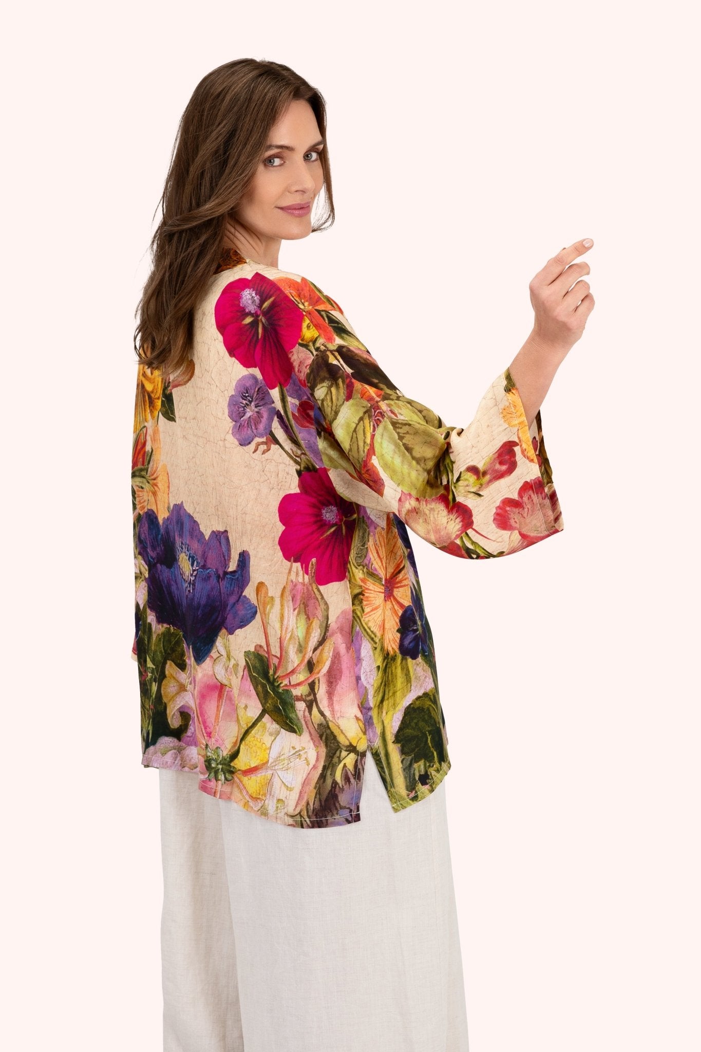 PowderPowder Mid Length Kimono Cream PosyTops - Blue Water Clothing