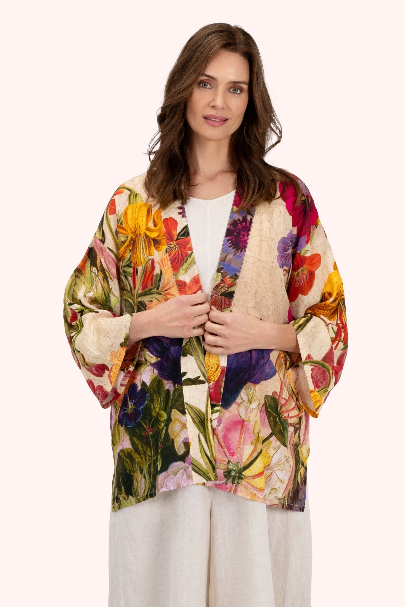 PowderPowder Mid Length Kimono Cream PosyTops - Blue Water Clothing