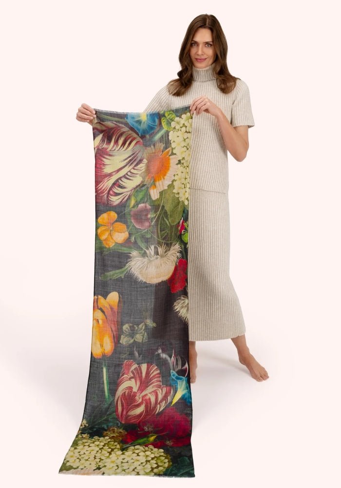 PowderPowder Opulant florals in Chocolate Wool Wrap ScarfAccessories - Blue Water Clothing