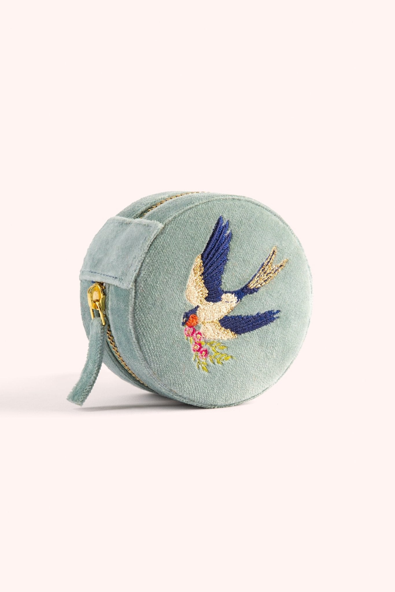 PowderPowder Round Velvet Jewellery Box Swooping SwallowsAccessories - Blue Water Clothing