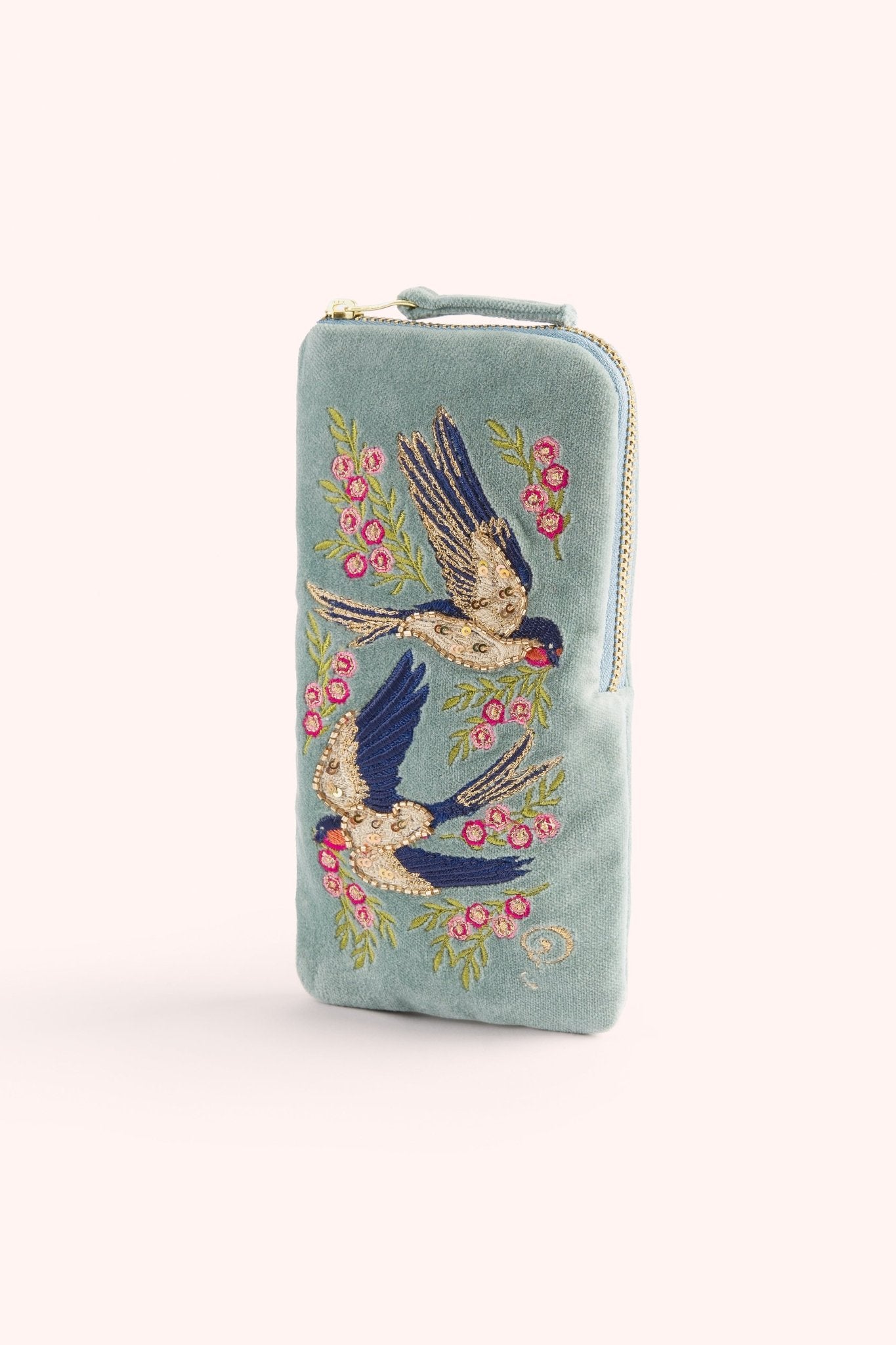PowderPowder Velvet Sunglasses Pouch Swooping SwallowsAccessories - Blue Water Clothing