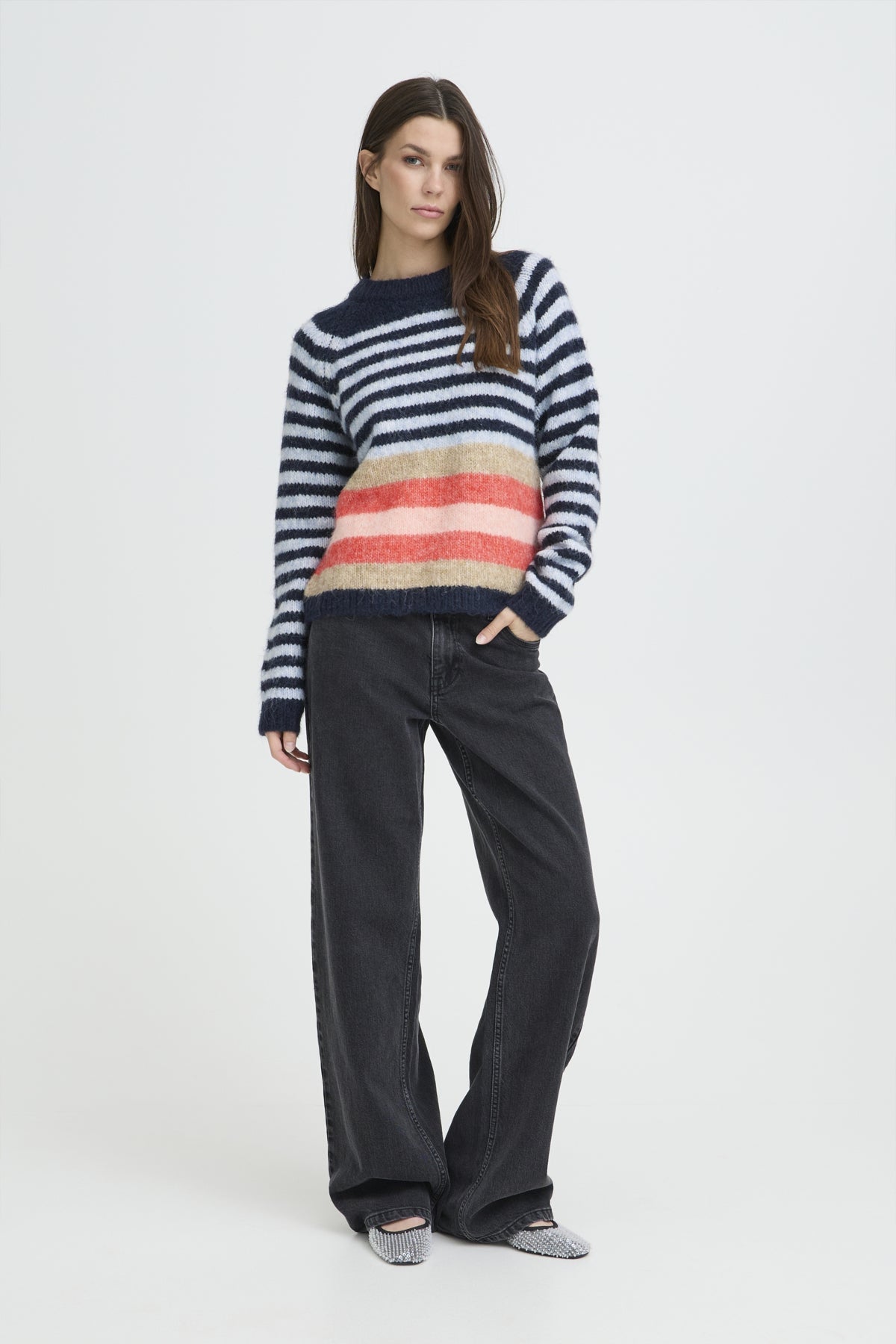Pulz JeansPulz Jeans PZABENA Striped PulloverFootwearNAVY MULTI - Blue Water Clothing