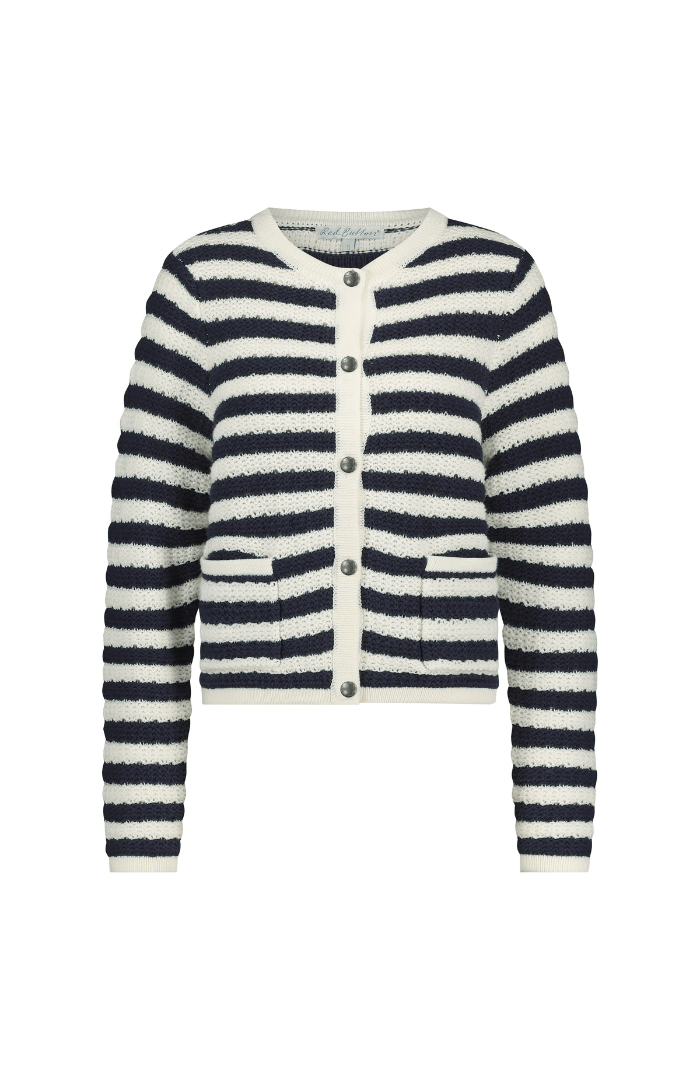 Red ButtonRed Button Danelle Stripe CardiganClothingEcru Navy - Blue Water Clothing