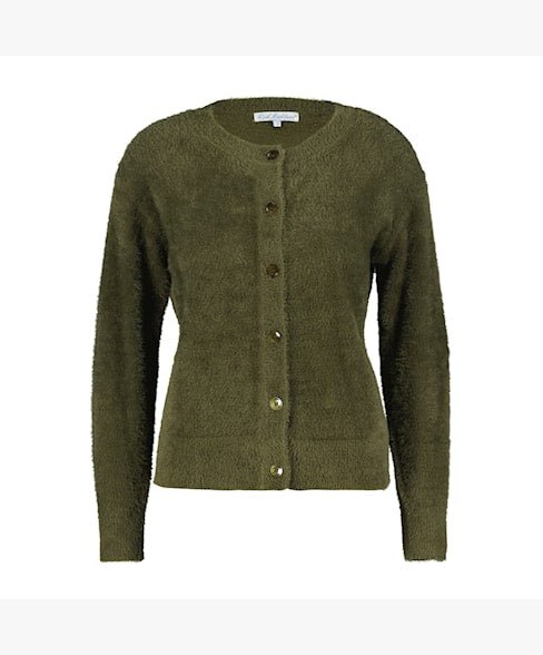 Red ButtonRed Button Fluffy CardiganClothingArmy Green - Blue Water Clothing