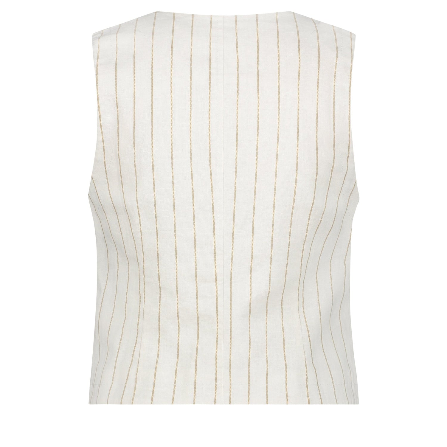 Red ButtonRed Button Waistcoat Cotton Linen StripeClothingDark Sand - Blue Water Clothing