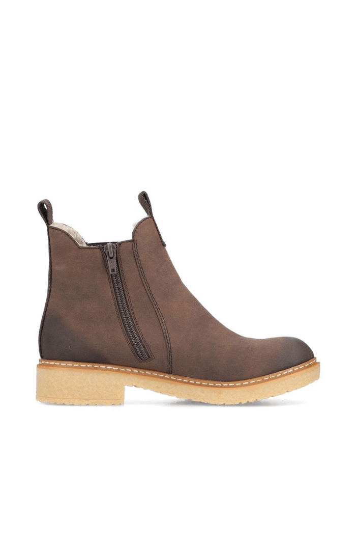 Rieker Lunar Brown Wool Lined Ankle Boot - Blue Water Clothing