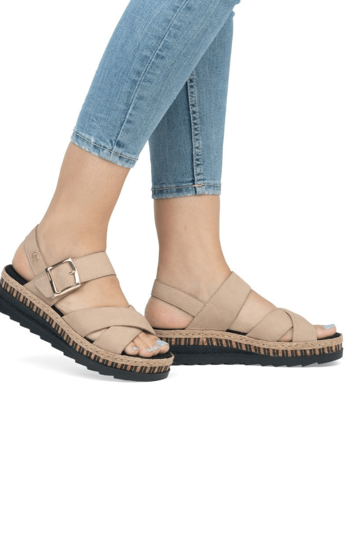 RiekerRieker V7951 Ladies SandalsFootwearBeige - Blue Water Clothing