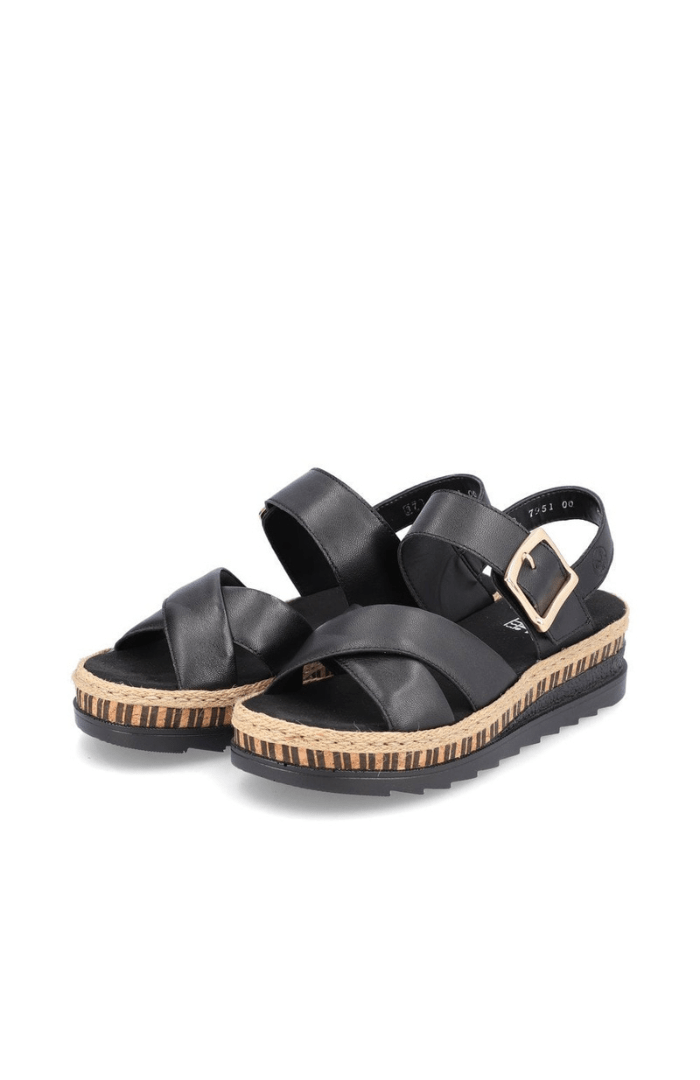 RiekerRieker V7951 Ladies SandalsFootwearBlack - Blue Water Clothing