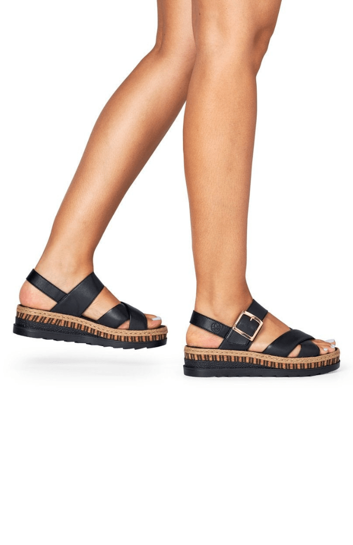 RiekerRieker V7951 Ladies SandalsFootwearBlack - Blue Water Clothing