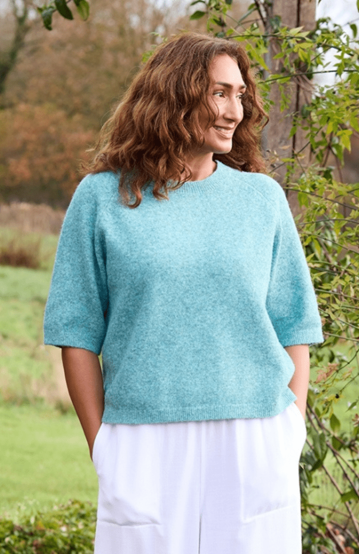 Dreams LondonSoft Tweed Short Sleeve Raglan JumperClothingSeaspray - Blue Water Clothing