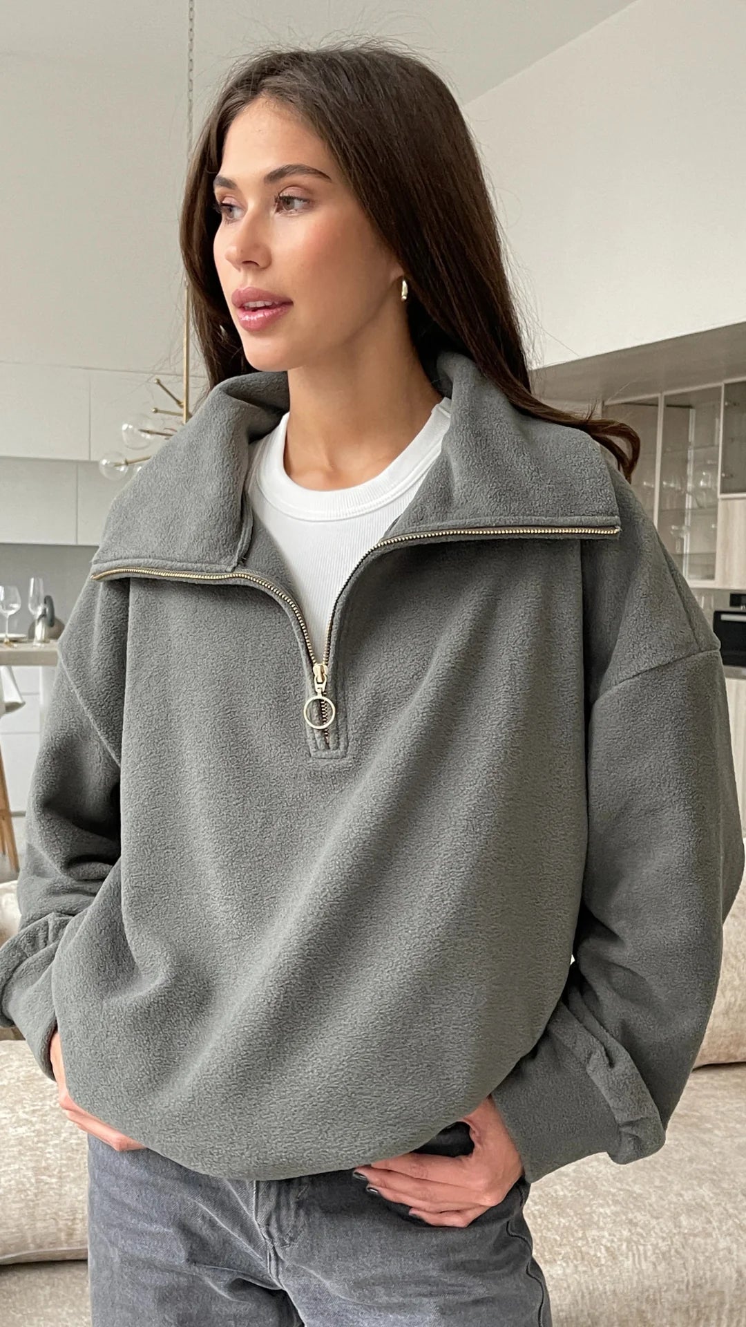 Charli LondonSophie Half Zip Sweater CarbonClothing - Blue Water Clothing