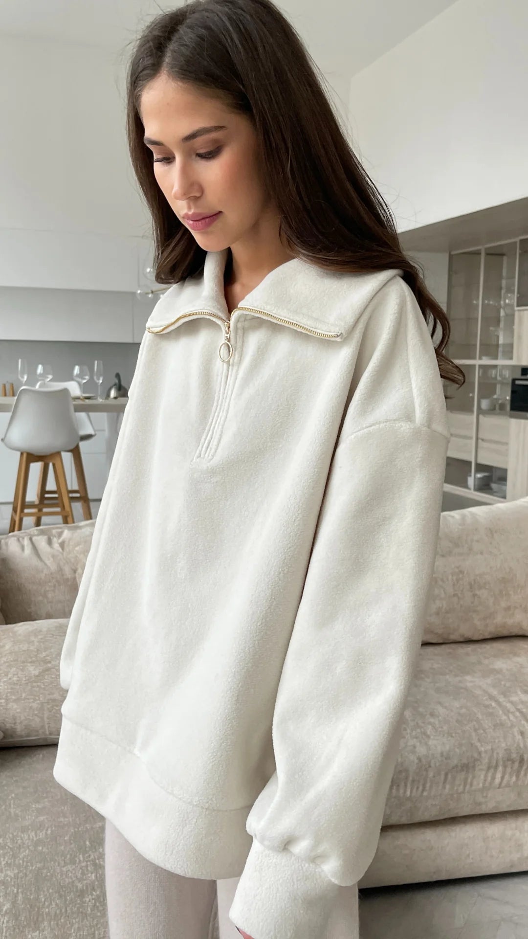 Charli LondonSophie Half Zip Sweater Off WhiteClothing - Blue Water Clothing
