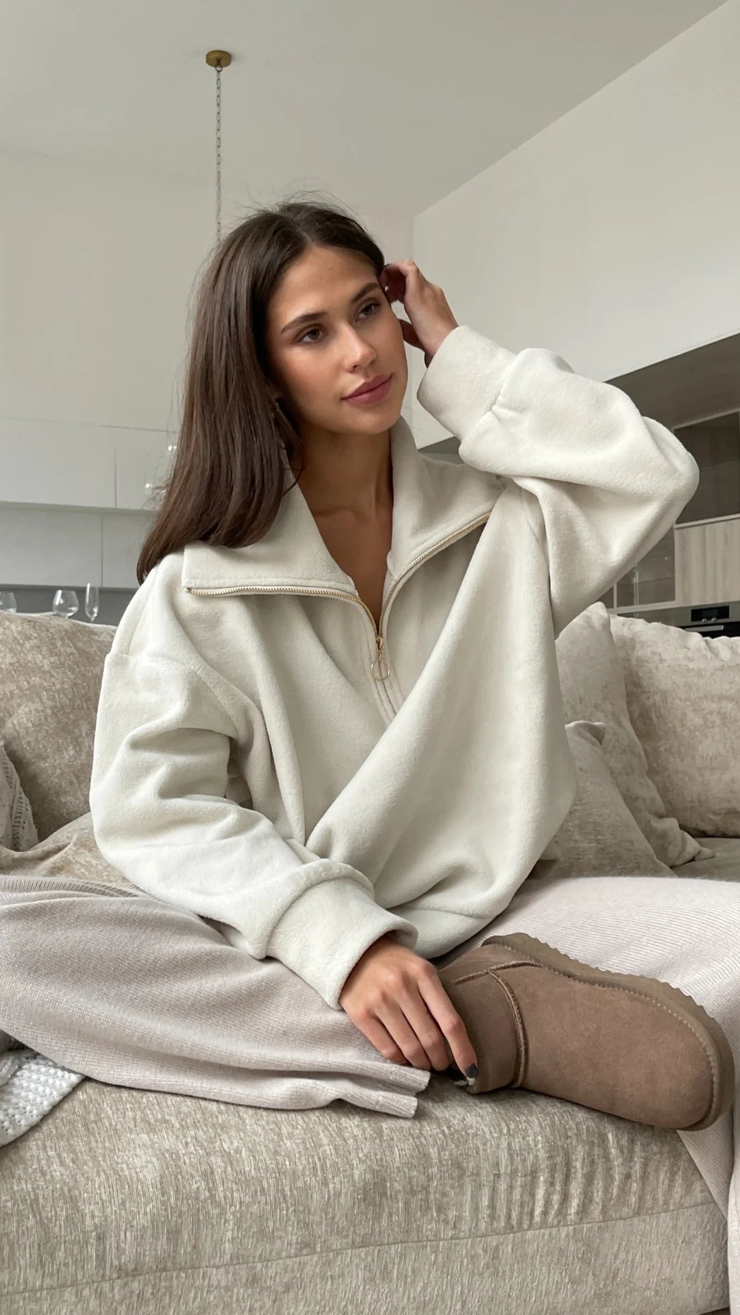 Charli LondonSophie Half Zip Sweater Off WhiteClothing - Blue Water Clothing