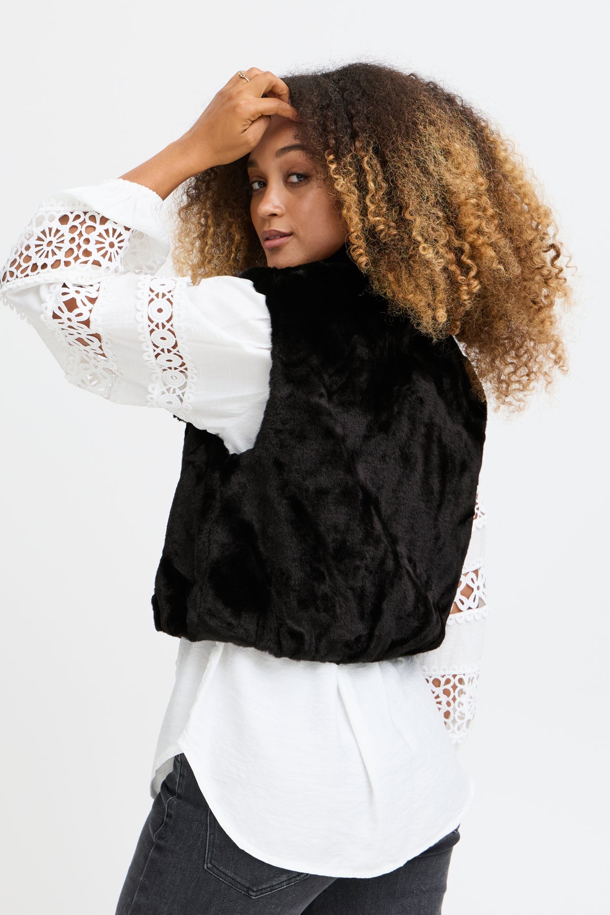 SorbetSorbet Sbbine Faux Fur WaistcoatClothing - Blue Water Clothing