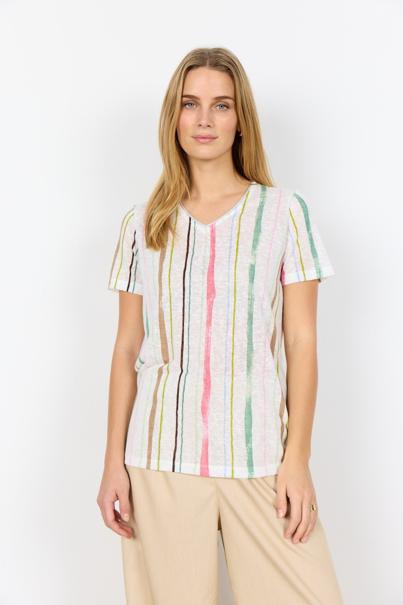 Soya ConceptSoya Concept Aretha 44 Stripe T-ShirtTopsMix Stripe - Blue Water Clothing