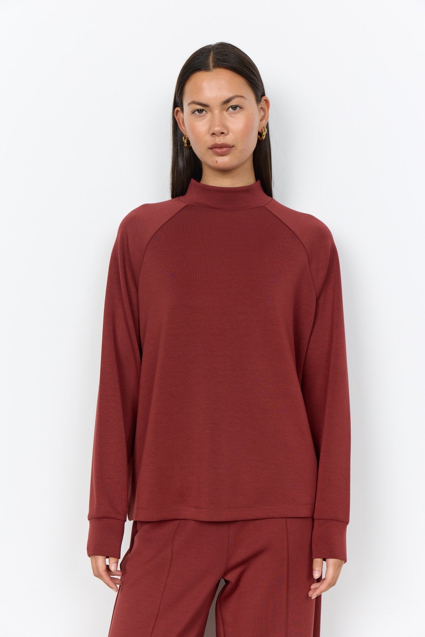 Soya ConceptSoya Concept Banu 332 Mock Neck BlouseClothingMadder Brown - Blue Water Clothing