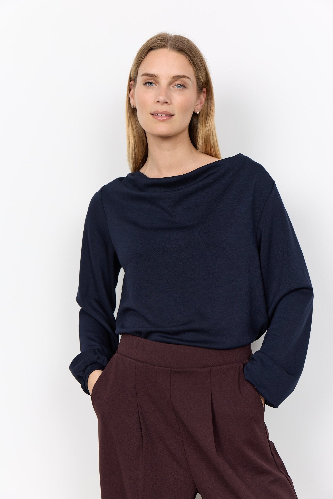 Soya ConceptSoya Concept Banu 333 Slouch Neck TopClothingNavy - Blue Water Clothing