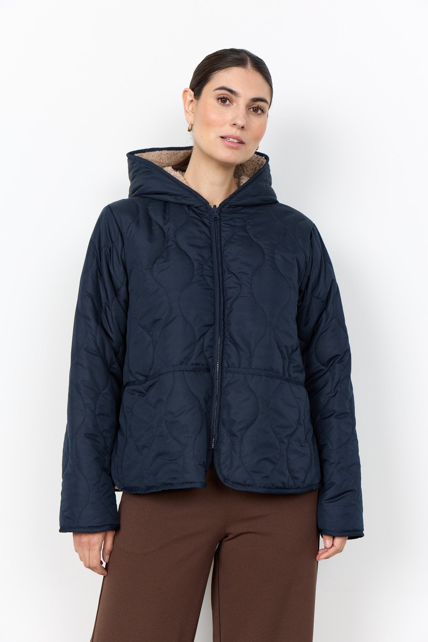 Soya ConceptSoya Concept GELA 2 Reversible Short Puffer CoatCoatNavy - Blue Water Clothing