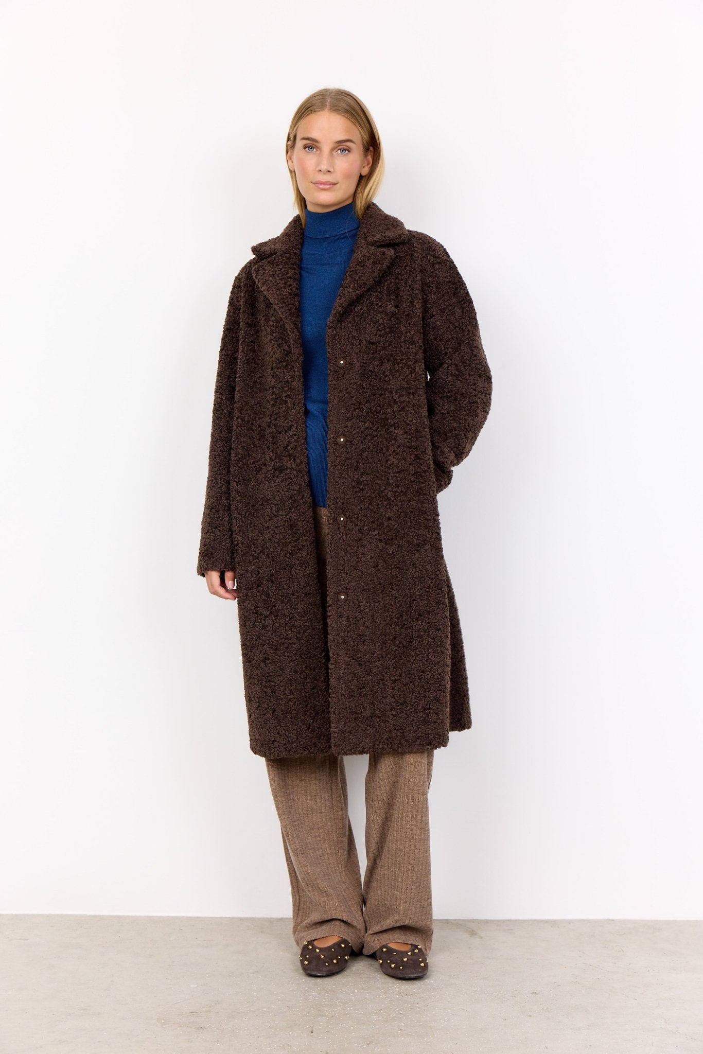 Soya ConceptSoya Concept Mukite 2 Boucle CoatCoats & JacketsDark Brown - Blue Water Clothing