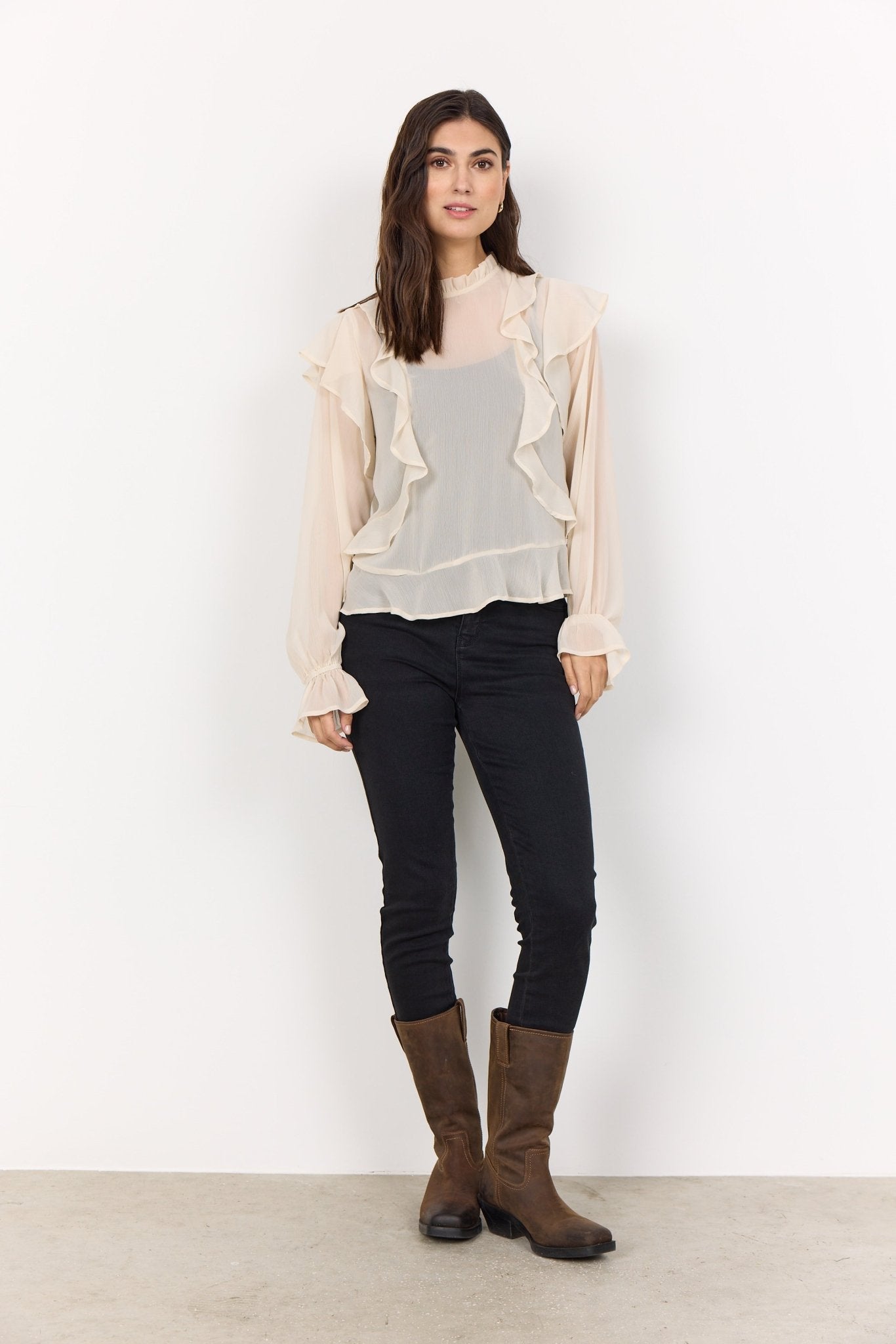 Soya ConceptSoya Concept Naia 3 Sheer Blouse CreamTopsCream - Blue Water Clothing