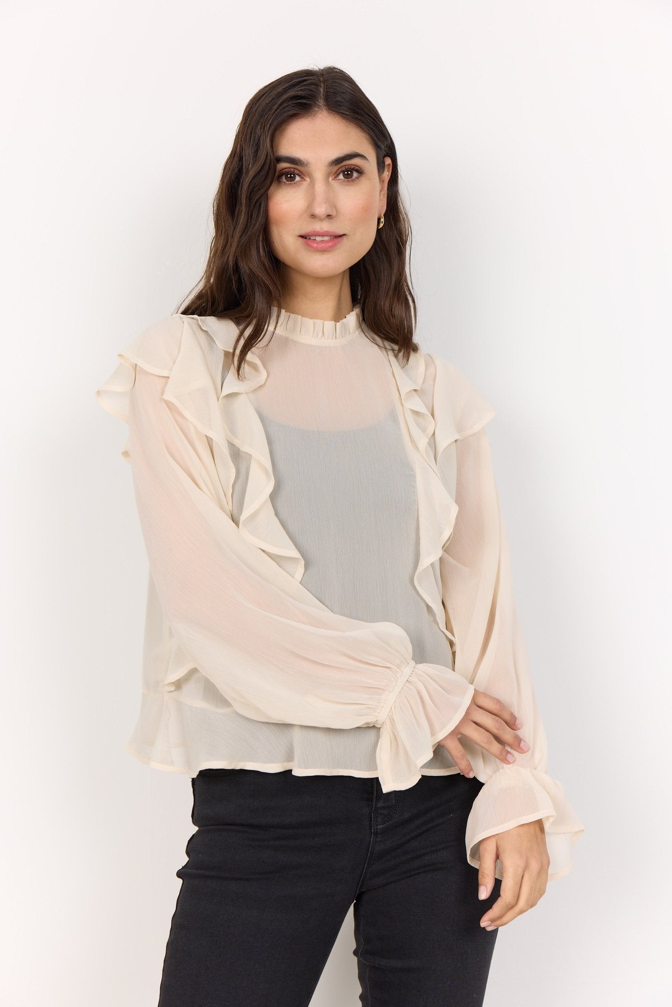 Soya ConceptSoya Concept Naia 3 Sheer Blouse CreamTopsCream - Blue Water Clothing