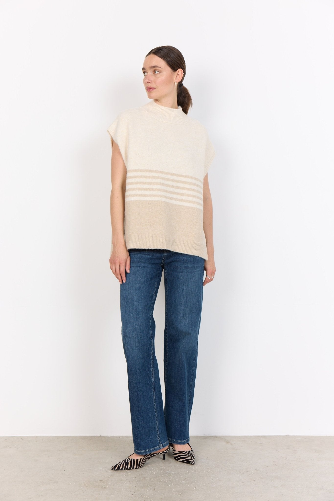 Soya ConceptSoya Concept Selvi 1 Cap Sleeve KnitTopsSand - Blue Water Clothing