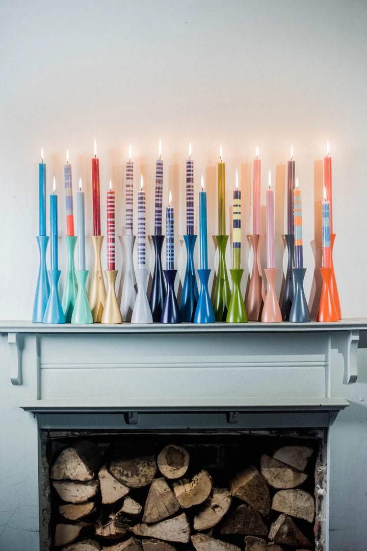 Striped Eco Dinner Candles - Blue Water Clothing