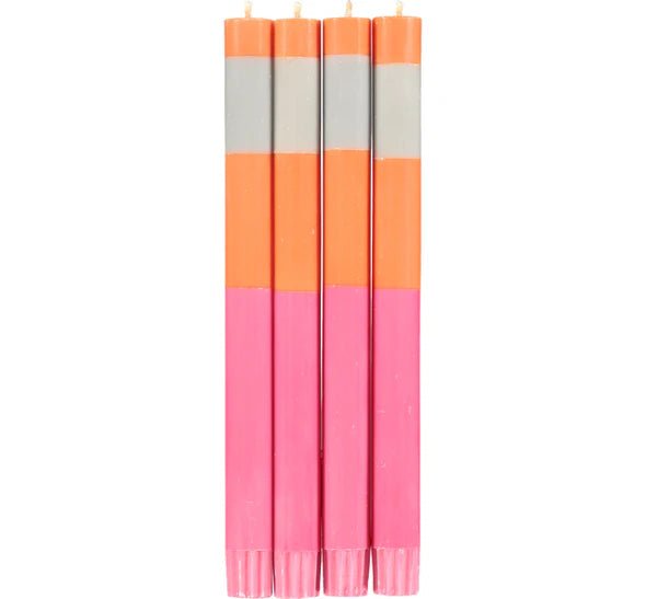 British Colour StandardStriped Gull, Gunmetal Grey & Old Rose Dinner CandlesCandles - Blue Water Clothing