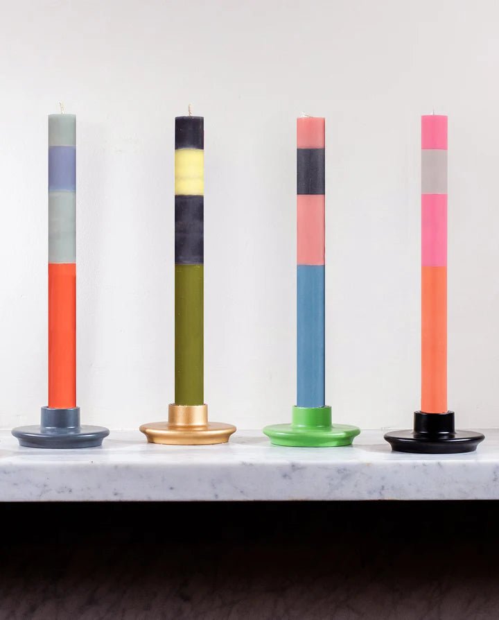 British Colour StandardStriped Gull, Gunmetal Grey & Old Rose Dinner CandlesCandles - Blue Water Clothing