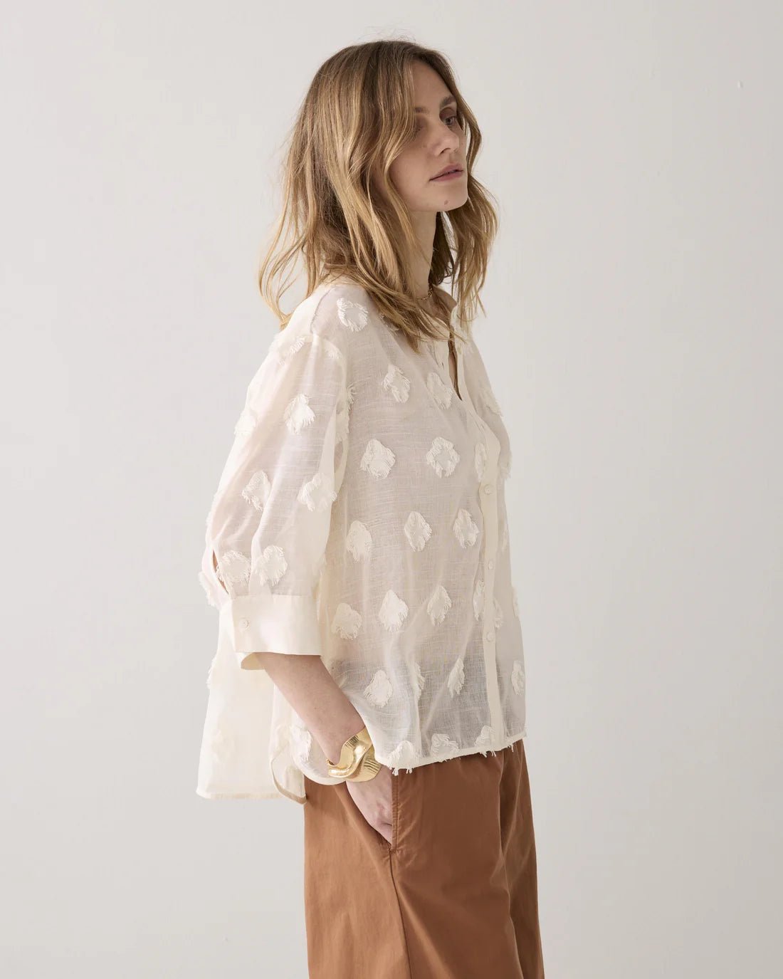 Summum WomanSummum Woman Short Sleeve 3D Blouse IvoryTopsIvory - Blue Water Clothing