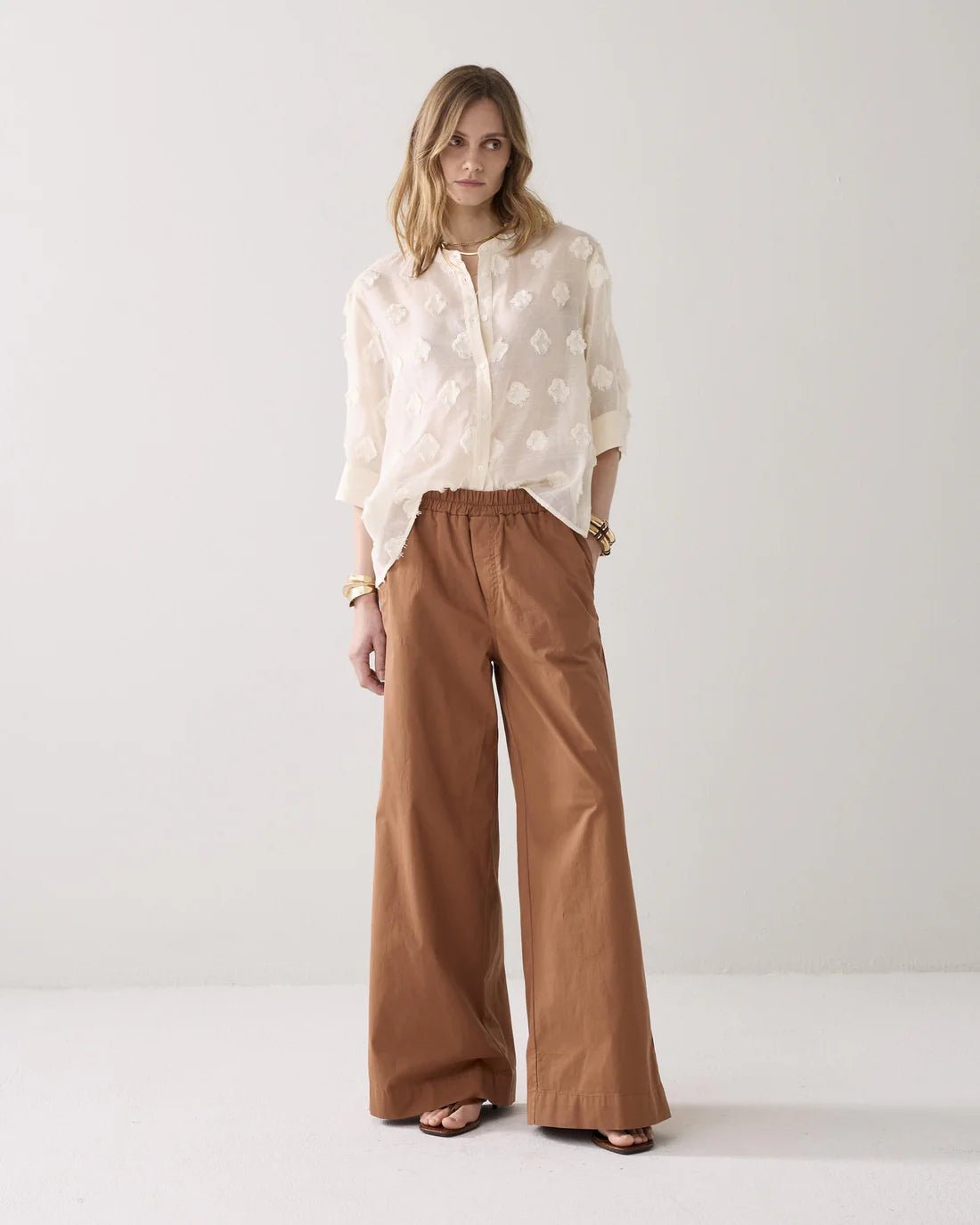 Summum WomanSummum Woman Soft Cotton Stretch Palazzo TrousersBottomsCinnamon - Blue Water Clothing