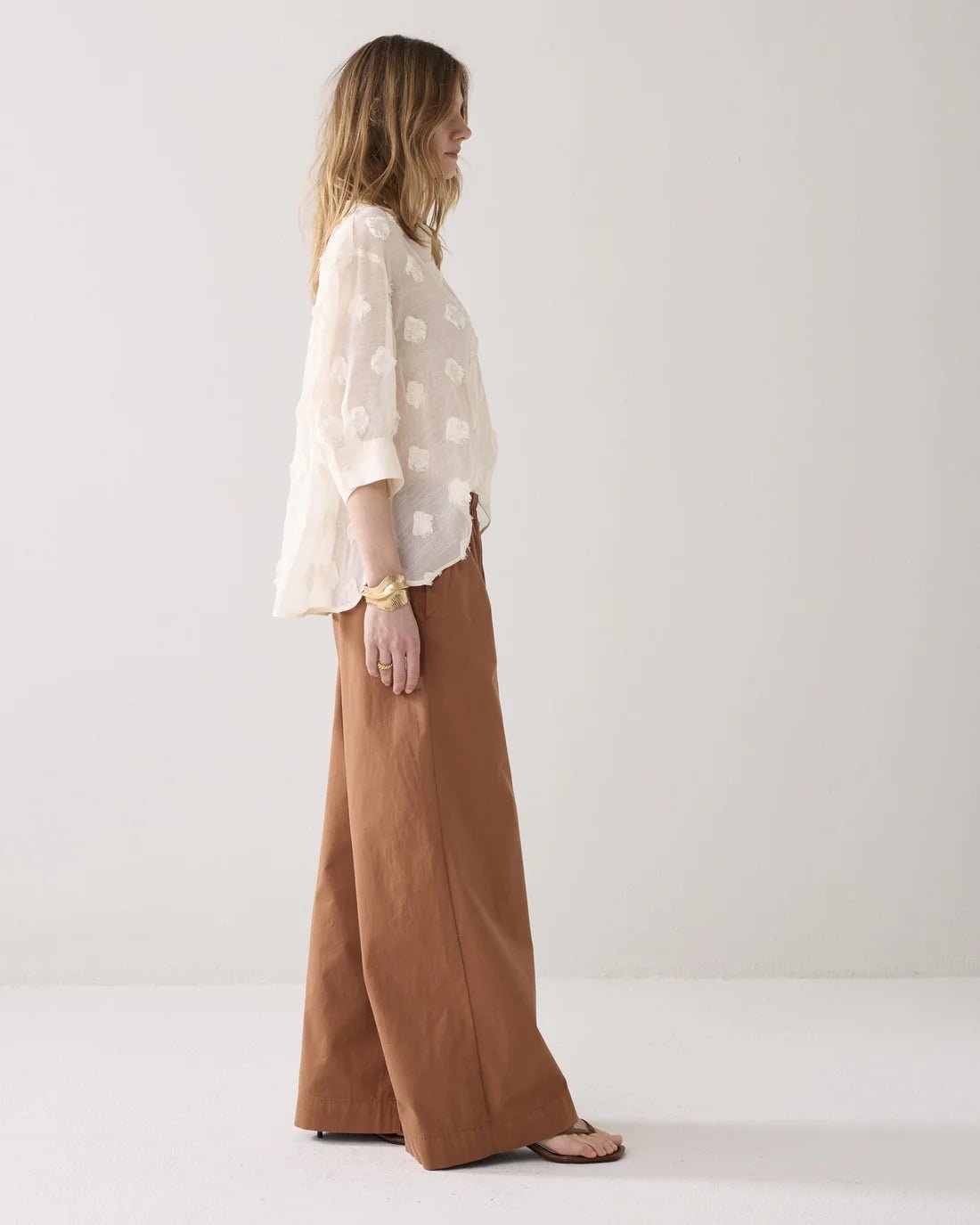 Summum WomanSummum Woman Soft Cotton Stretch Palazzo TrousersBottomsCinnamon - Blue Water Clothing